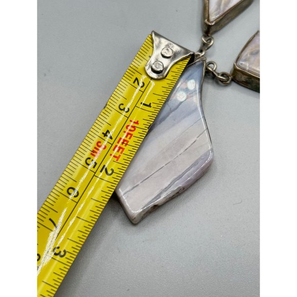 Handcrafted Brutalist Necklace Purple Striped Agate Stone Unusual Chunky Stones - Picture 9 of 9